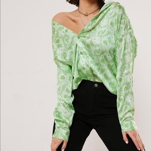 Paisley Green Oversized Festival Shirt